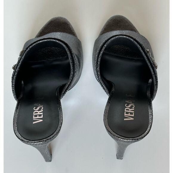 Versace Virtus Leather Black Sandals Shoes 9 US (39 Euro) Spain 1011901 NIB $990 - Picture 11 of 16